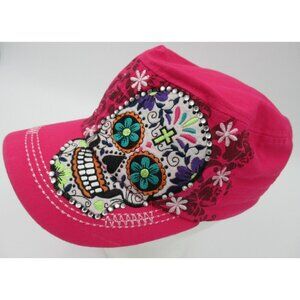 KBETHOS HAT Women Sugar Skull Floral Embroidered Cap Rhinestone Bling Adjustable